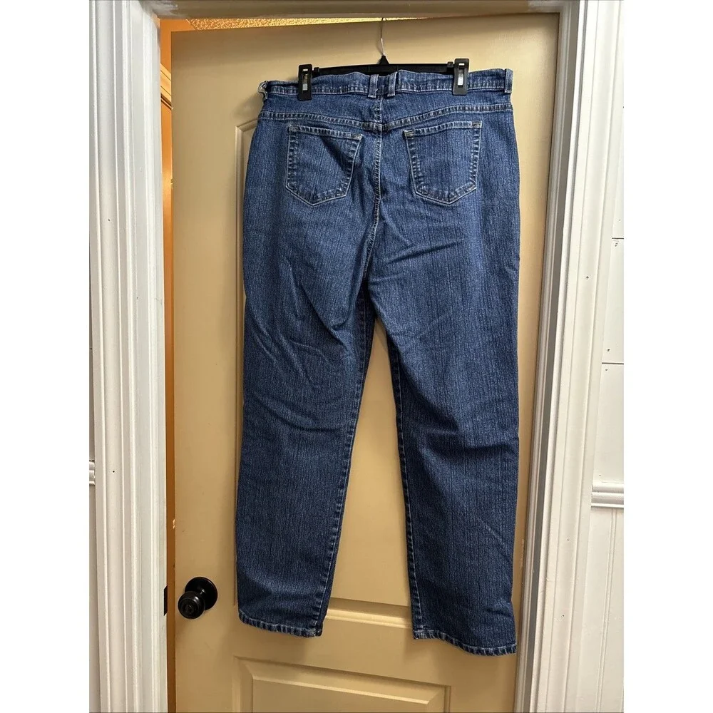 Gloria Vanderbilt Jeans Women 18 Blue Straight Pockets Denim Waist 35